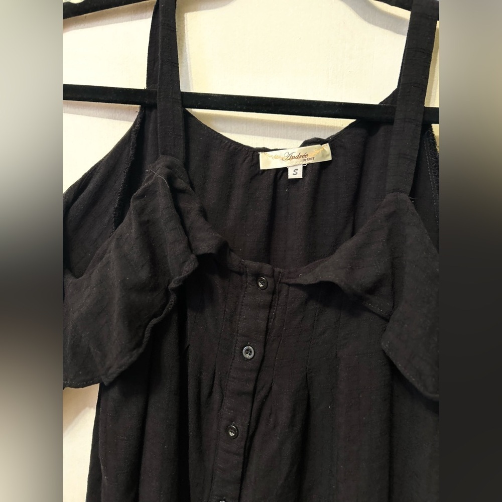 Women’s Black Long Sleeve Cold Shoulder Blouse Size Small - Picture 5 of 10